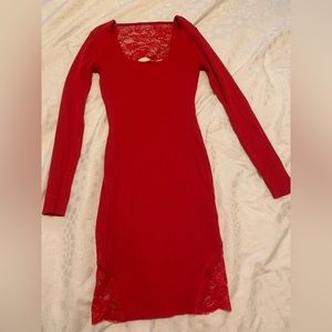 Guess sexy lacy red valentine sweater dress medium
